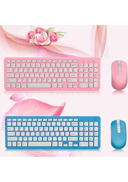 2.4g Optik Kablosuz Klavye Fare Seti Kablosuz Fare USB Alıcı Combo Pc Dizüstü Taşınabilir Ultra Ince Ofis Takım Elbise Mavi (Yurt Dışından) indirimleri