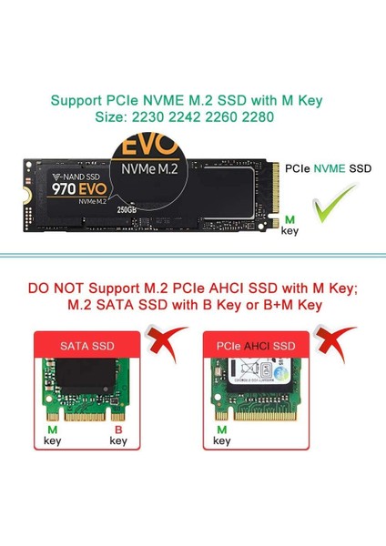 M.2 Nvme - USB Adaptörü, Yükseltilmiş RTL9210 Çip 10 Gbps Yüksek Performanslı M.2 USB Adaptörü, Windows Xp 7 8 10, Işletim Sistemi Için (Yurt Dışından)