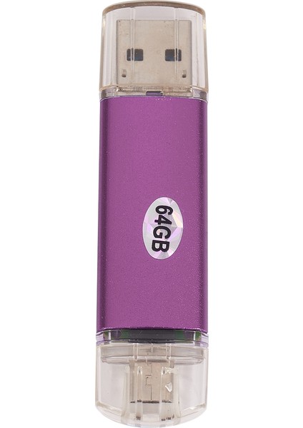 64 GB Renkli Metal Kasa USB 3.0 Flash Sürücü Otg Pendrive Mikro－usb Sopa Harici Depolama Memory Stick Android Için Mor (Yurt Dışından)