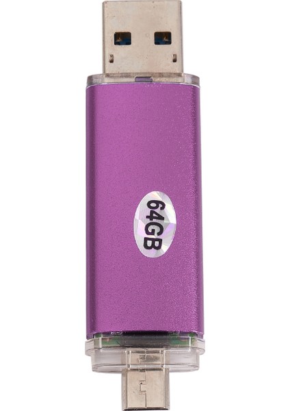64 GB Renkli Metal Kasa USB 3.0 Flash Sürücü Otg Pendrive Mikro－usb Sopa Harici Depolama Memory Stick Android Için Mor (Yurt Dışından)