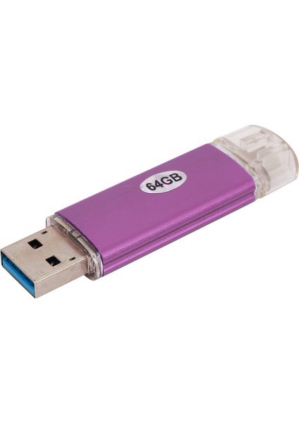 64 GB Renkli Metal Kasa USB 3.0 Flash Sürücü Otg Pendrive Mikro－usb Sopa Harici Depolama Memory Stick Android Için Mor (Yurt Dışından)