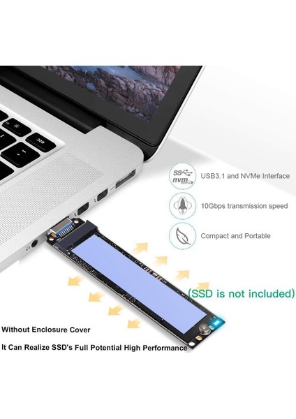 M.2 Nvme - USB Adaptörü, Yükseltilmiş RTL9210 Çip 10 Gbps Yüksek Performanslı M.2 USB Adaptörü, Windows Xp 7 8 10, Işletim Sistemi Için (Yurt Dışından)
