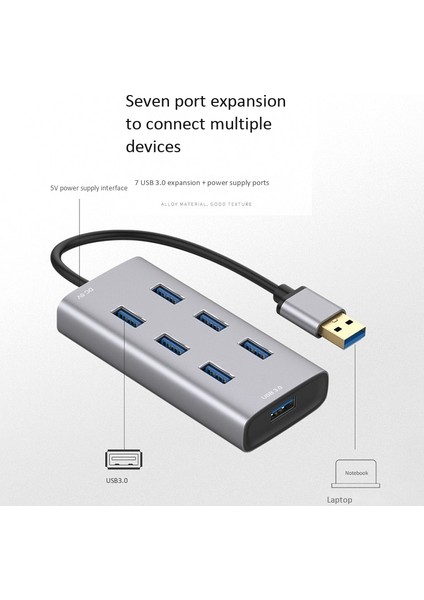 7 Port Yüksek Hızlı Usb3.0 Hub Çoklu Alüminyum Alaşımlı USB Splitter 300 Mb/s Uzatma Adaptörü Hub Pc Masaüstü Için (Yurt Dışından) fırsatları