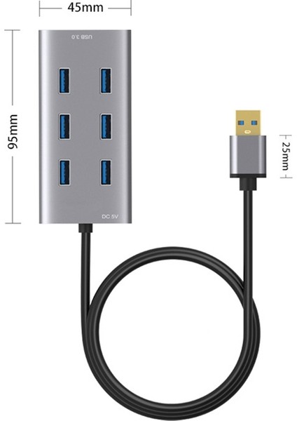 7 Port Yüksek Hızlı Usb3.0 Hub Çoklu Alüminyum Alaşımlı USB Splitter 300 Mb/s Uzatma Adaptörü Hub Pc Masaüstü Için (Yurt Dışından) indirimleri