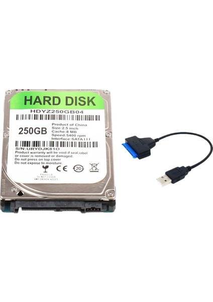 Sata Adaptör Kablosu ile 250G HDD 2.5 Inç Dizüstü Bilgisayar Sabit Disk Sürücüsü Sata 3.0 5400-7200RPM Dizüstü Dizüstü Bilgisayar Için Sabit Disk (Yurt Dışından)