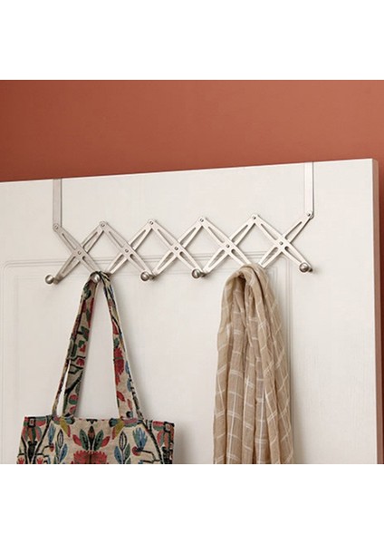 6-Hook Esnek Arka Kapı Askı Raf Banyo Mutfak Düzenleyici Askılı Kancalar Ev Depolama Rafı ve Tutucu Elbise Organizatör (Yurt Dışından)