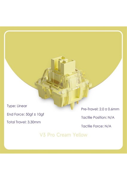 45 Adet V3 Pro Krem Sarı Anahtarı 5 Pin 50GF Doğrusal Anahtar Toz Geçirmez Kök ile Uyumlu Mx Mekanik Klavye Için (Yurt Dışından)