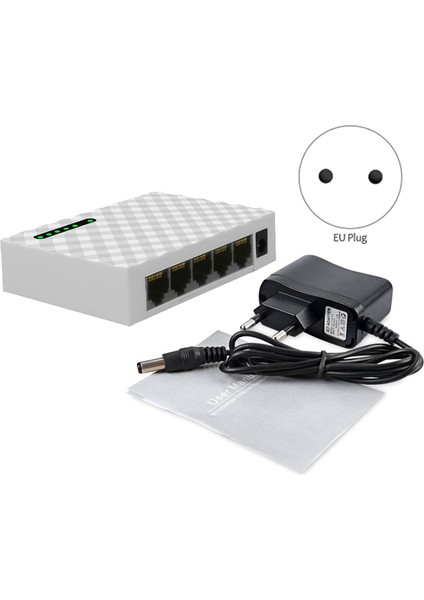 5-Port Ağ Anahtarı 4-Wire RJ45 Gigabit Ethernet 1000 Mbps Splitter Seyahat Lan Anahtarı Hub Pc Masaüstü Için Ab Tak Beyaz (Yurt Dışından)
