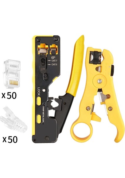 Ez Cat7 RJ45 Crimper Kiti Ağ Araçları Pense Cat6 RJ45 Konnektörü ve RJ12 Cat5 Cat6 8 P Kablo Crimper Için RJ45 Kapağı (Yurt Dışından)