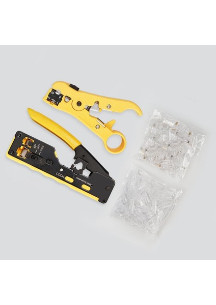 Ez Cat7 RJ45 Crimper Kiti Ağ Araçları Pense Cat6 RJ45 Konnektörü ve RJ12 Cat5 Cat6 8 P Kablo Crimper Için RJ45 Kapağı (Yurt Dışından)