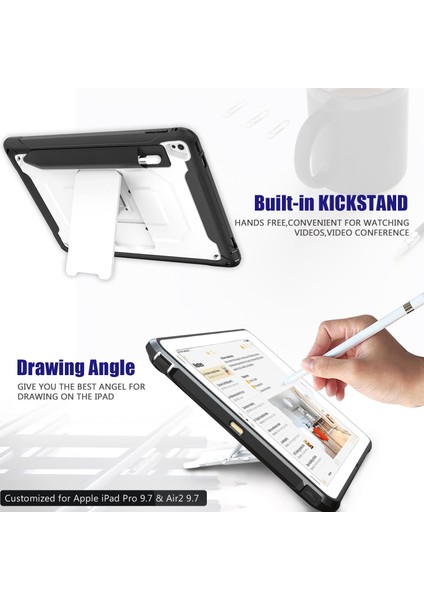 Aır2 Için 9.7 Inç Tablet Pc Kılıf Tpu Darbeye Dayanıklı Koruyucu Arka Kapak Kalem Yuvası ile Tablet Standı Kılıfı (Yurt Dışından) fırsatları