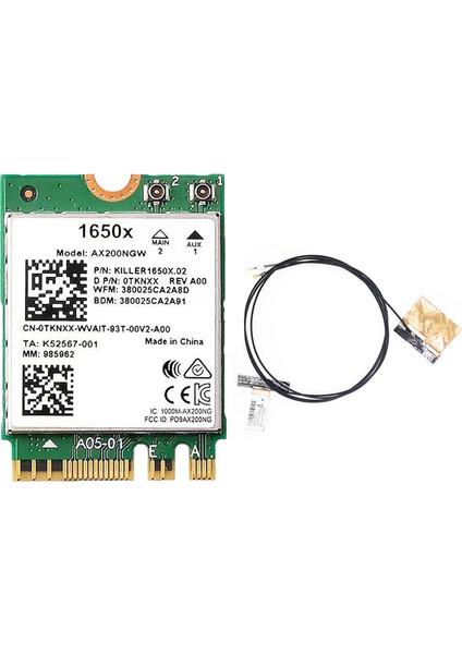 1650X Wifi Kartı + Anten AX200 AX200NGW 3000 Mbps 2.4g 5g Wifi 6 + Bt 5.1 WIN11 Için Gigabit Kablosuz Ağ Kartı (Yurt Dışından)