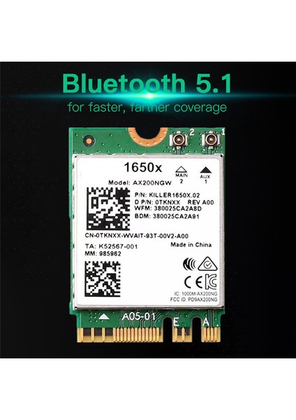 1650X Wifi Kartı + Anten AX200 AX200NGW 3000 Mbps 2.4g 5g Wifi 6 + Bt 5.1 WIN11 Için Gigabit Kablosuz Ağ Kartı (Yurt Dışından) fırsatları