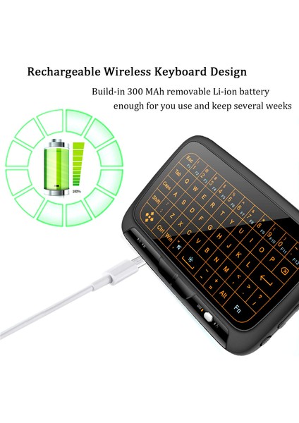 Kablosuz Hava Fare Mini Klavye 2.4 Ghz Tam Ekran Basın Uzaktan Kumanda Android Tv Kutusu Projektör Htpc Pc Dizüstü Bilgisayar Arkadan Aydınlatmalı (Yurt Dışından)