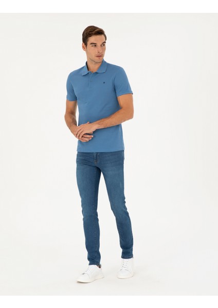 Pierre Cardin Erkek Koyu Mavi Slim Fit Basic Tişört 50291625-VR032