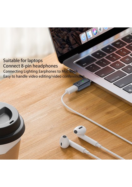 Type C To Lightning Kulaklık Dönüştürücü iPhone iPad Macbook Yuva Çevirici Müzik Dinleme Arama Otgkl