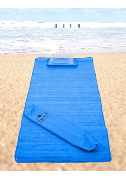 Dikdörtgen Ser-Yat Plaj Hasırı Katlanabilir Askılı Kılıf Şişme Yastık Hediye 150X75 Elyaflı Kamp P modelleri