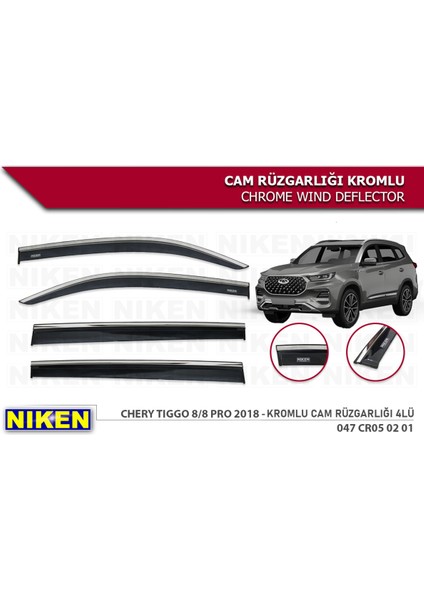 Chery Tiggo 8 Pro 2018-2023 Kromlu Cam Rüzgarlığı