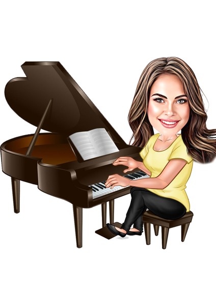 Kişiye Özel Piyano Biblosu - Karikatür Biblo