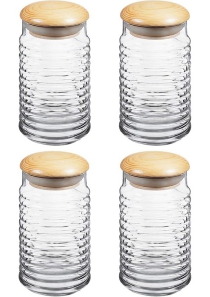 43173 Ahşap Kapaklı Kavanoz 4 Adet fiyatları