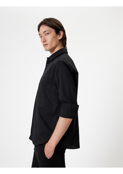 Oxford Gömlek Uzun Kollu Pamuk Karışımlı