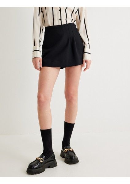 Mini Şort Etek Standart Bel Pile Detaylı modelleri