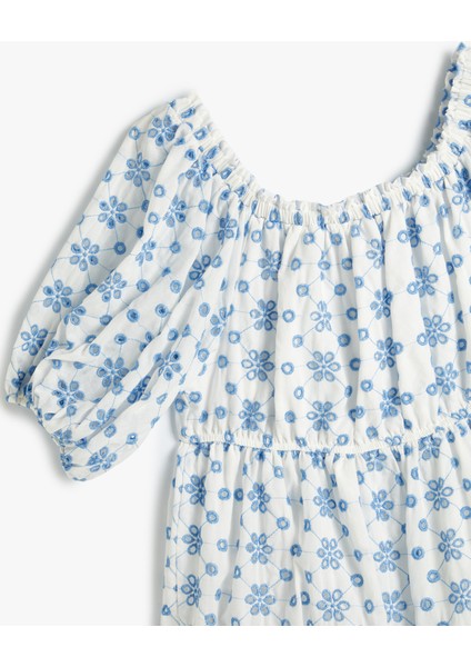 Mini Fisto Elbise Kısa Balon Kol Pamuklu Omzu Açık modelleri