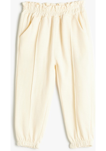 Jogger Eşofman Altı Beli Lastikli Cepli Beli Fırfırlı