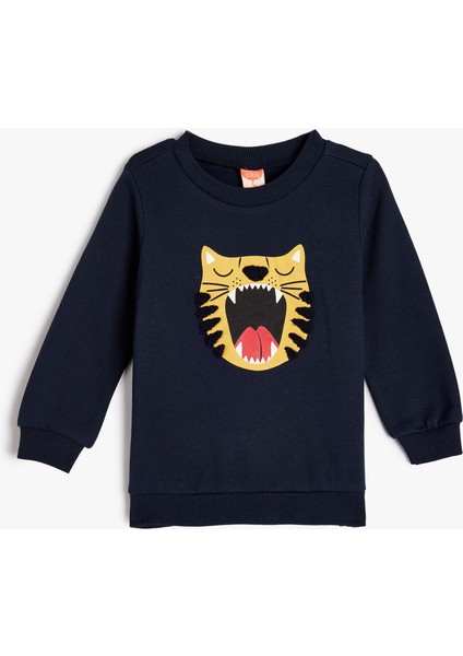 Kaplanlı Sweat Uzun Kollu Bisiklet Yaka Pamuklu