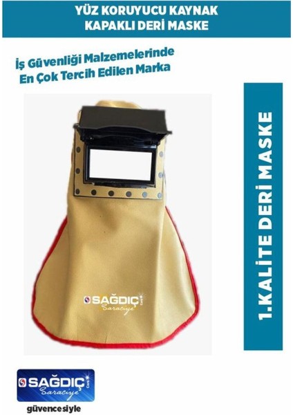 Tekno Trust Kaynak Gözlüğü Sağdıç B-305 Kaynakçı Yeleli Deri Kapaklı Camlı Baş Maskesi