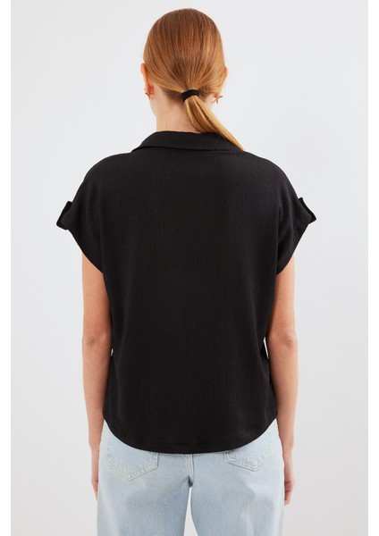 20256 Manşetli Double Kısa Kollu Gömlek - Siyah indirimleri