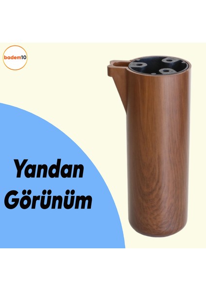 Kapsül Ayak Mobilya Yükseltici Kanepe Tv Ünitesi Koltuk Ayağı Baza Ayakları Kübik Ceviz 15 cm
