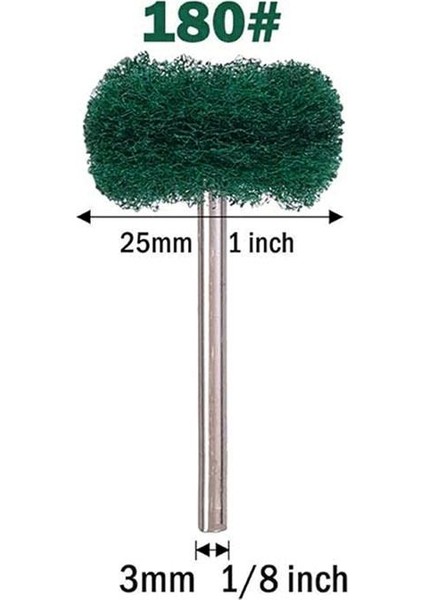 6205X5 5'li Paket Pimli Aşındırıcı Temizleme Polisaj Keçe 25MM - Yeşil 180 Kum