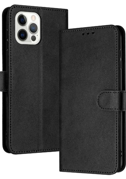 Toka Saf Renk Pu ile Kart Yuvası ile IPhone 12 Pro Max Için Flip Case (Yurt Dışından)