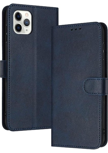 Kart Yuvası ile IPhone 11 Pro Max Saf Renk Pu Deri Için Flip Case (Yurt Dışından)
