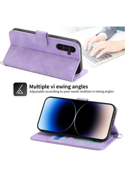 Samsung Galaxy A15 Kabartmalı Darbeye Bileklik Çoklu Için Flip Case (Yurt Dışından)