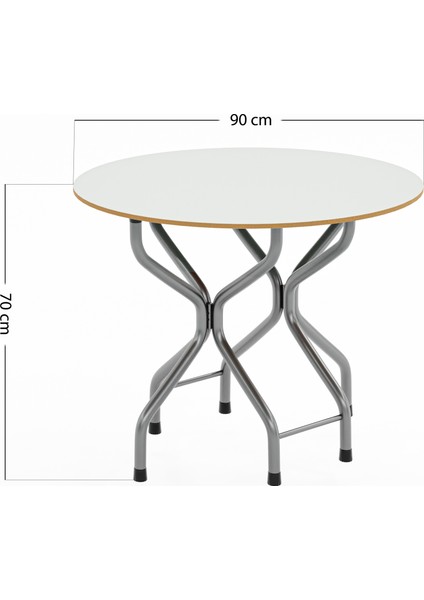 Mutfak Masa Sandalye Seti Bahçe Yemek Masa Seti Yuvarlak Beyaz 1050