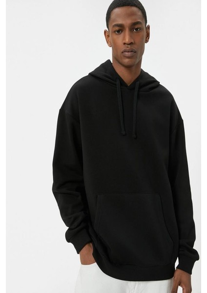 Oversize Sweatshirt Kapşonlu Uzun Kollu Kanguru Cep Detaylı fiyatları
