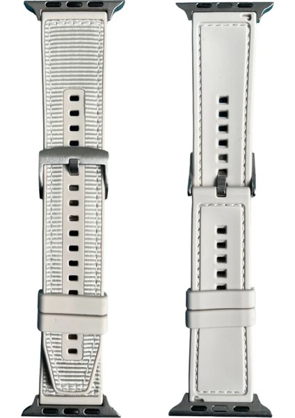 Apple Watch Uyumlu 42-44-45-49MM S10(42) Fiber Kumaş Desenli Silikon Kordon fiyatları