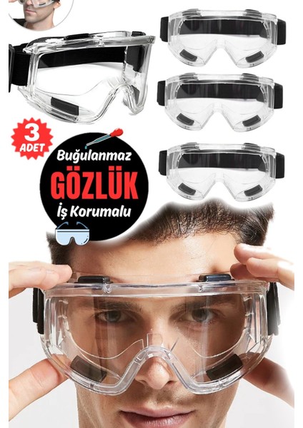 Tekno Trust Koruyucu Gözlük 3 Adet Laboratuvar Gözlüğü Göz Koruması Motosiklet Gözlük Göz Koruması Toz Geçirmez