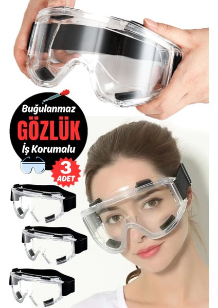 Tekno Trust Koruyucu Gözlük 3 Adet Laboratuvar Gözlüğü Göz Koruması Motosiklet Gözlük Göz Koruması Toz Geçirmez modelleri