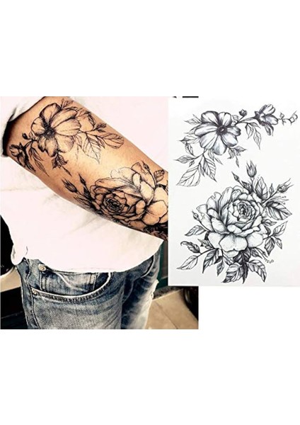 Gerçekci Gül ve Çiçek Geçici Dövme Tattoo
