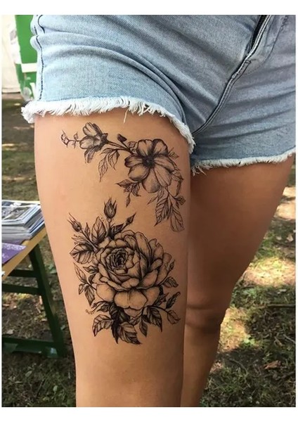 Gerçekci Gül ve Çiçek Geçici Dövme Tattoo
