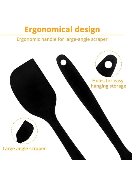 Silikon Spatula, Bpa Içermez ve 480°F Isıya Dayanıklı, Pişirme, Fırınlama ve Karıştırma Için Yapışmaz Kauçuk Mutfak Spatulaları (L, Siyah) (Yurt Dışından)