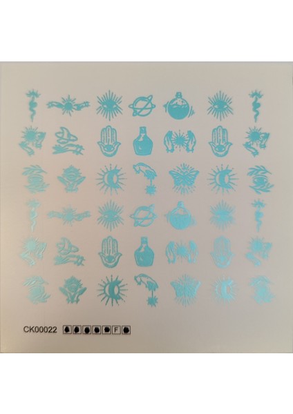 Hologram Turkuaz Yaldız Tırnak Dövmesi, Tırnak Tattoo, Nail Art, Tırnak Sticker
