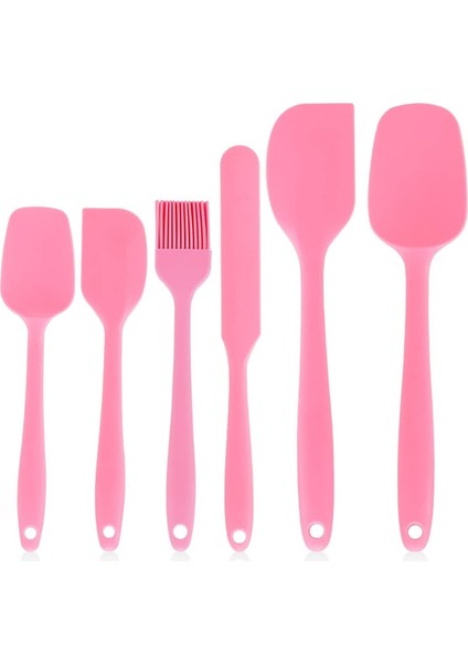 6'lı Silikon Spatula Seti, Yüksek Sıcaklığa Dayanıklı, Gıda Sınıfı Silikon, Temizlemesi Kolay, Pişirme, Yemek Pişirme, Mutfak Malzemeleri (Pembe) (Yurt Dışından)