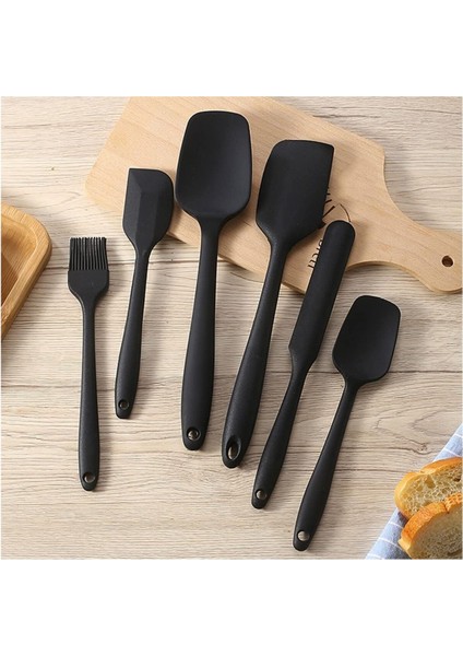 Jingyikeji - Pişirme Için Isıya Dayanıklı Silikon Spatula Seti, Pişirme Spatulaları, Yapışmaz Kauçuk Spatulalar, 6'lı Silikon Spatula Seti, Siyah (Yurt Dışından)