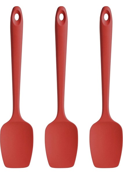 Jingyikeji Pişirme ve Pişirme Için Silikon Kaşık Spatula Seti, 3 Parça (Kırmızı) (Yurt Dışından)