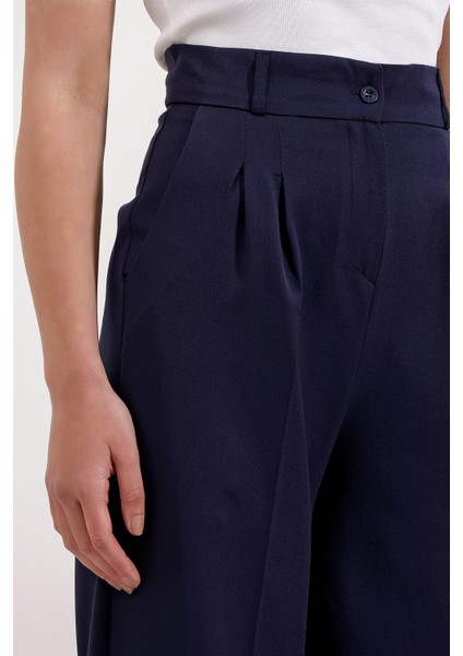 6647 Bol Paça Kumaş Pantolon - Lacivert