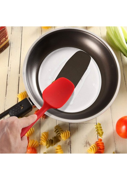 Paslanmaz Çelik Çekirdekli Silikon Spatula Seti (4 Parça Set, Kırmızı) (Yurt Dışından)